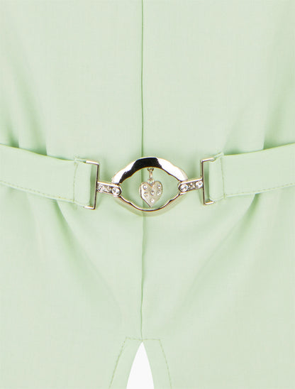 Top uni sans manches à empiècement bijou - Vert pomme - 3