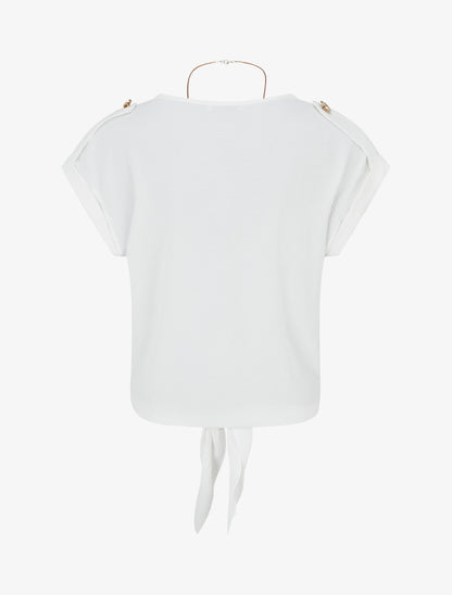 Top uni à nouer et manches courtes - Blanc - 2