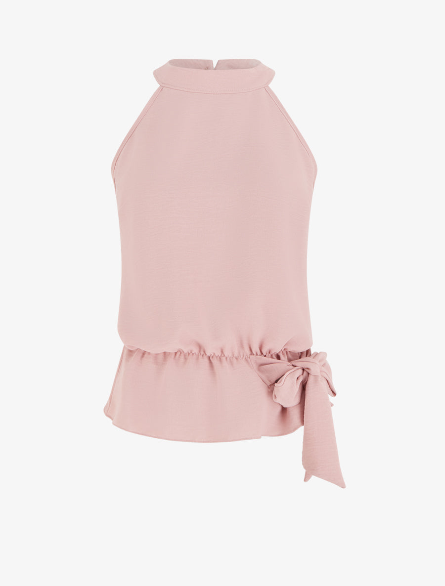 Top à col américain et noeud - Rose - 1