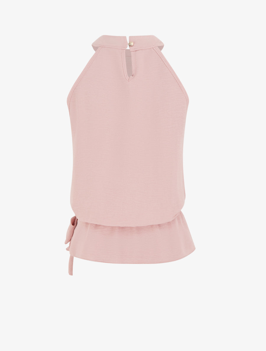 Top à col américain et noeud - Rose - 2
