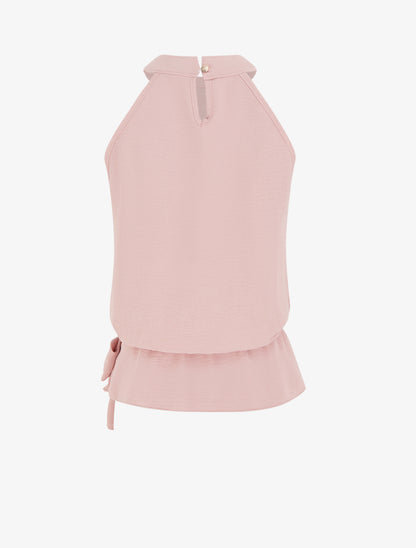 Top à col américain et noeud - Rose - 2
