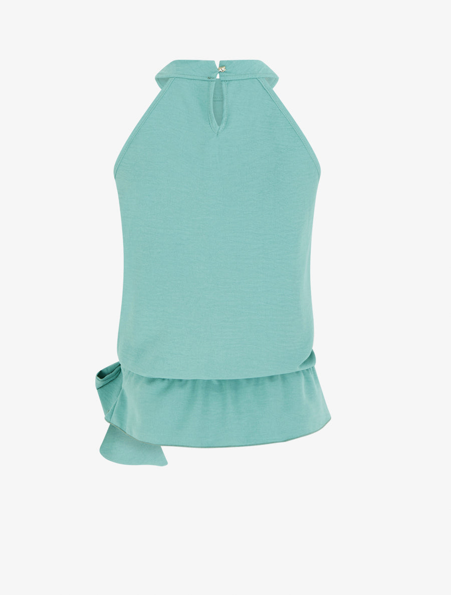 Top à col américain et noeud - Turquoise - 2