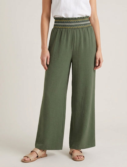 Pantalon droit taille haute fantaisie - Kaki