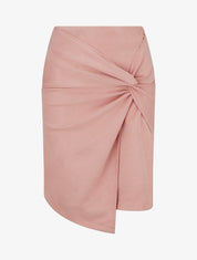 Jupe droite en suédine effet torsadé - Rose