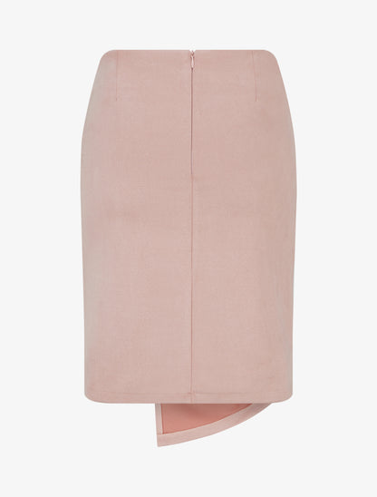 Jupe droite en suédine effet torsadé - Rose - 2