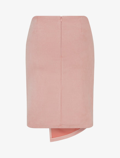 Jupe droite taille haute en suédine - Rose