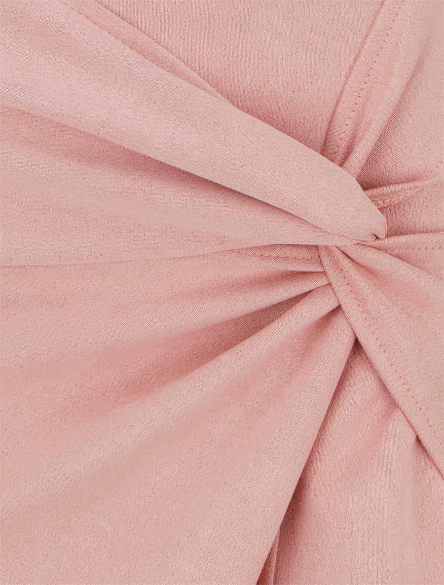 Jupe droite taille haute en suédine - Rose