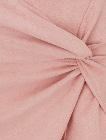 Jupe droite taille haute en suédine - Rose