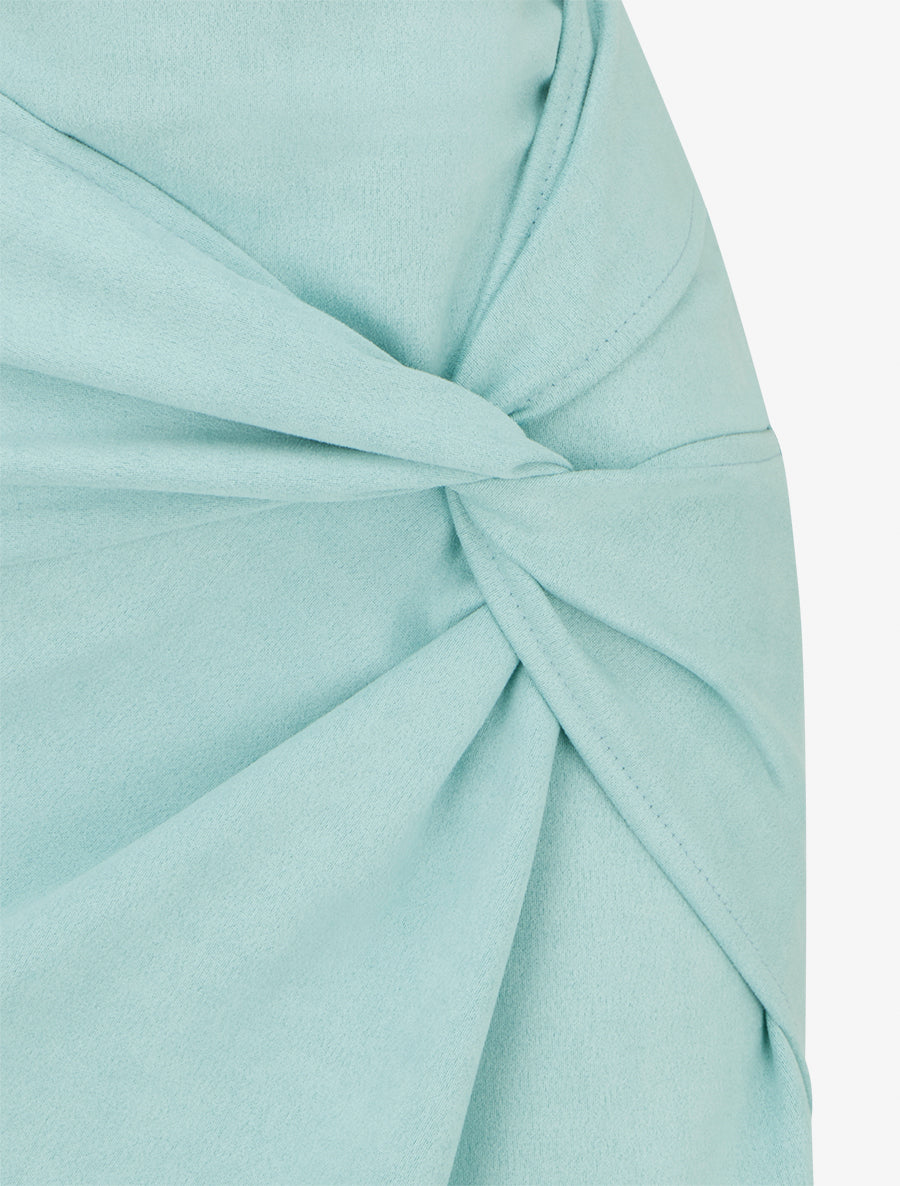 Jupe droite en suédine effet torsadé - Vert d&