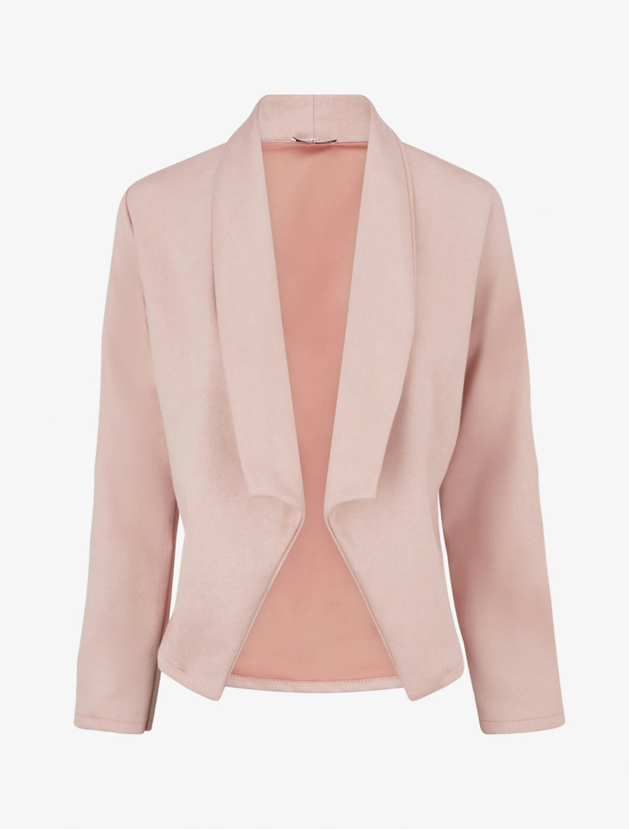 Veste en suédine droite à col châle - Rose - 1