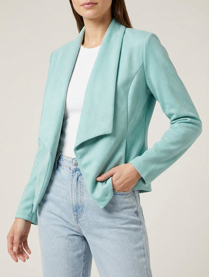 Veste en suédine col châle - Vert d&