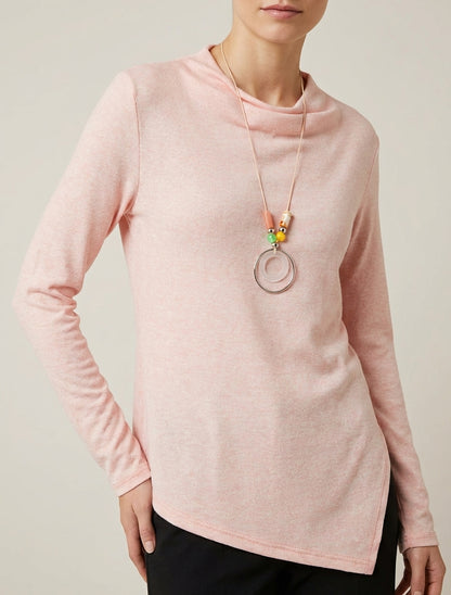 Pull fin asymétrique bénitier - Rose