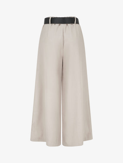 Pantalon ample uni à taille haute - Taupe clair - 2