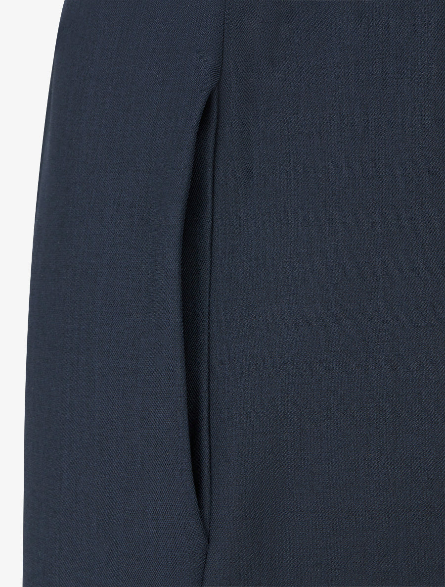 Pantalon ample uni à taille haute - Marine - 3