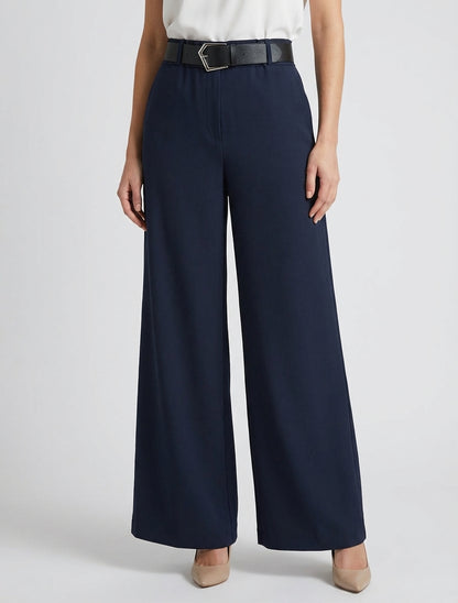 Pantalon ample à ceinture incluse - Marine