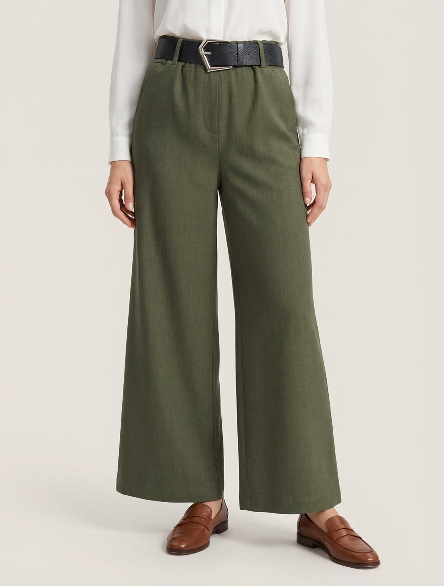 Pantalon ample ceinture incluse - Kaki