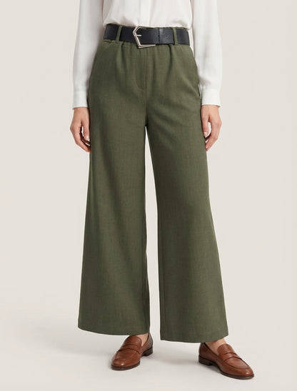 Pantalon ample ceinture incluse - Kaki