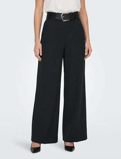 Pantalon ample à ceinture incluse - Noir