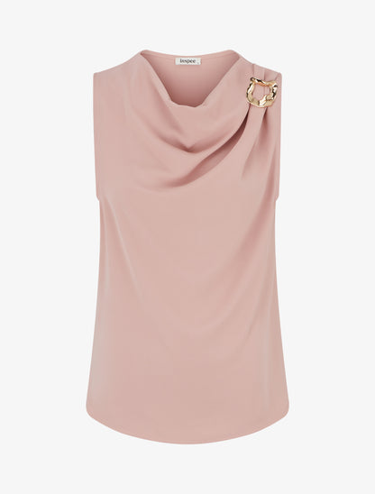 Top uni à empiècement bijou - Vieux rose - 1