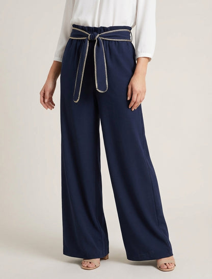 Pantalon fluide taille haute - Marine