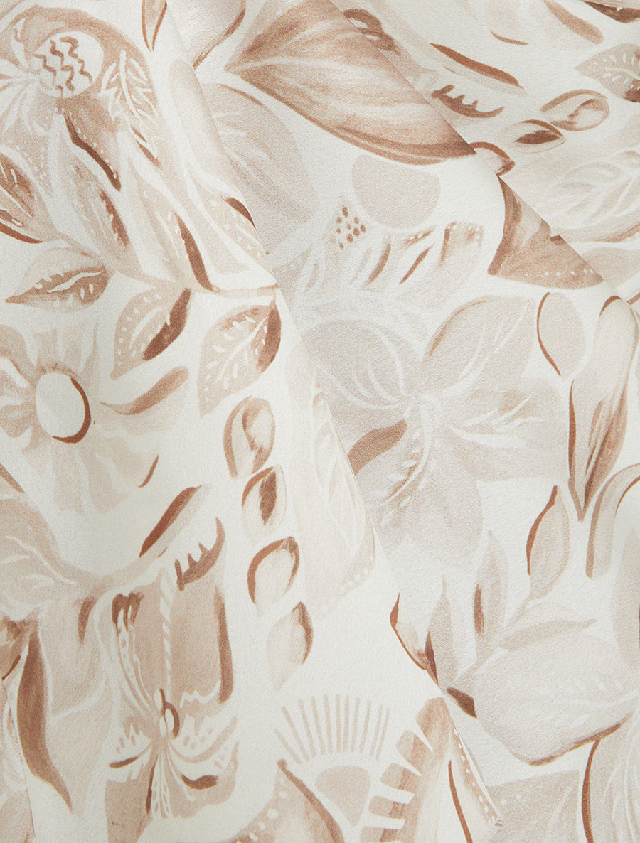 Caraco satiné imprimé feuillage - Beige - 3