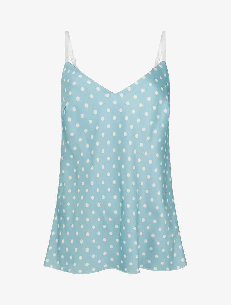 Caraco satiné imprimé à pois - Turquoise - 1