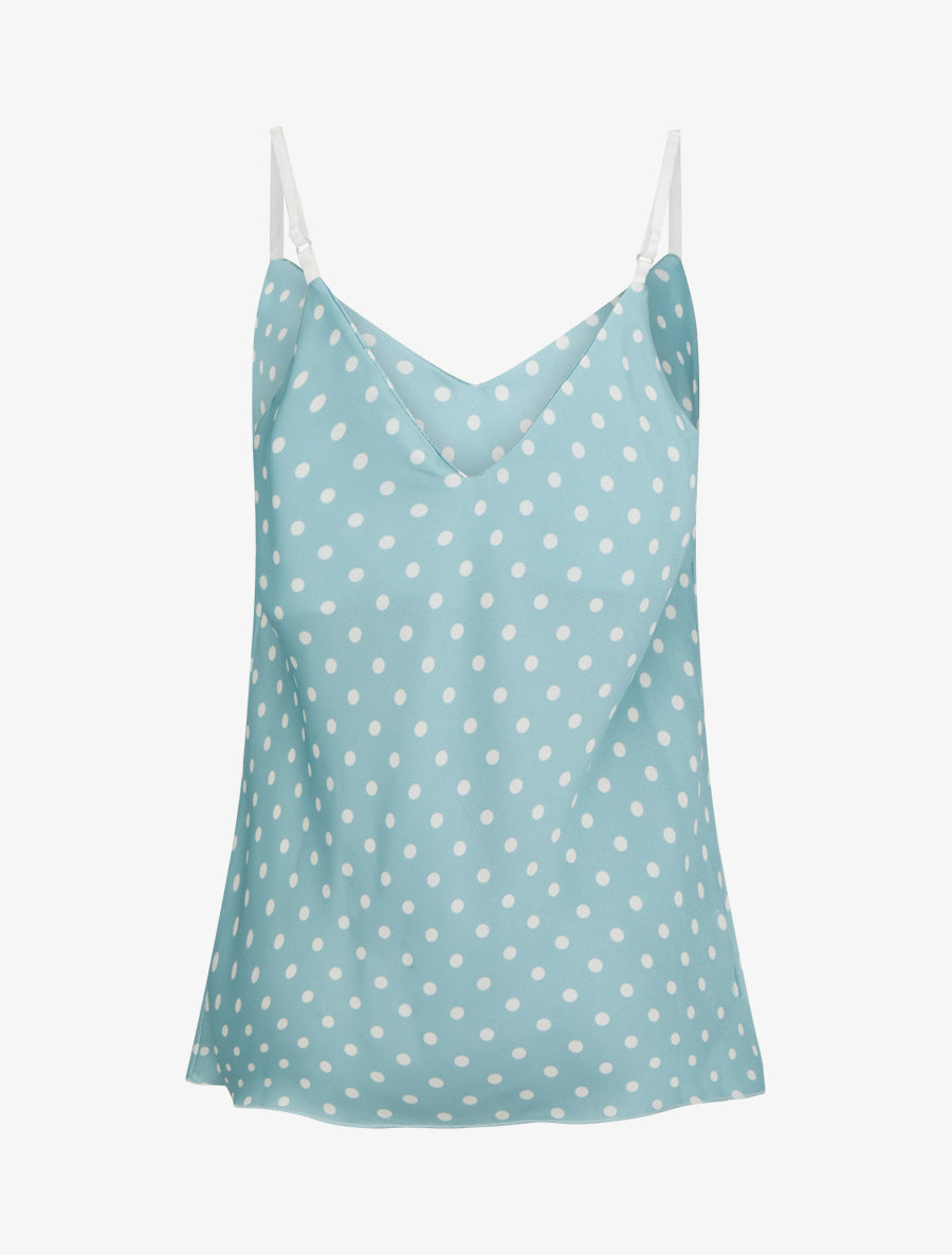 Caraco satiné imprimé à pois - Turquoise - 2