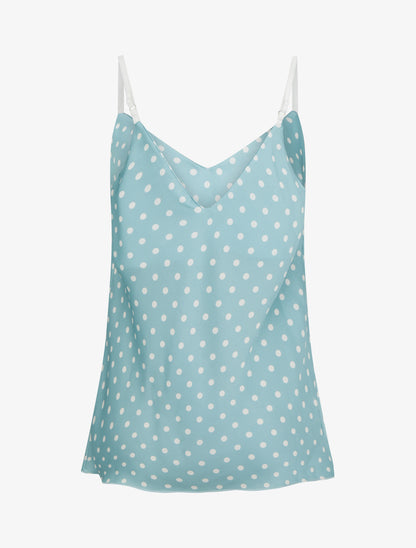 Caraco satiné imprimé à pois - Turquoise - 2