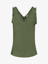 Top satiné sans manches à col volanté - Kaki - 1