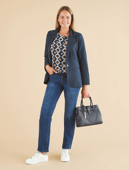 Veste basique cintrée à 1 bouton - Marine - 4