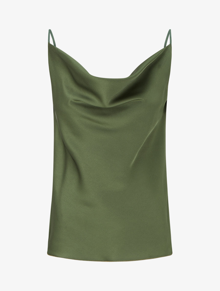 Caraco satiné à col bénitier - Kaki - 1