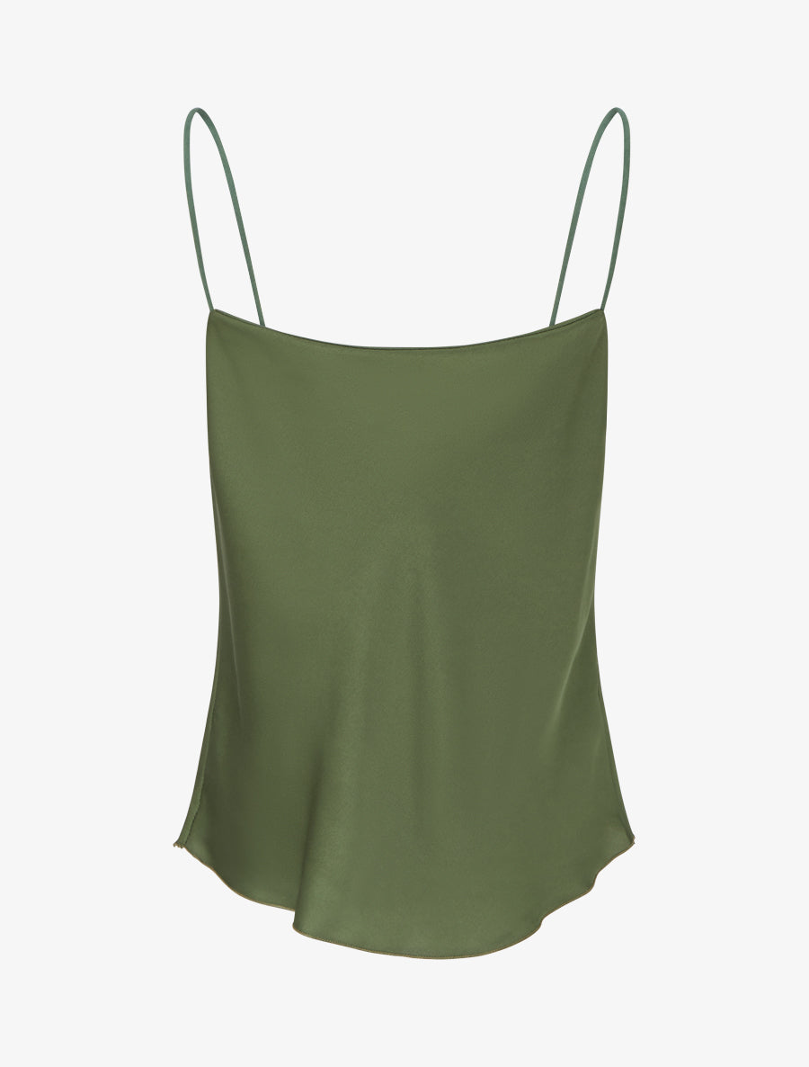 Caraco satiné à fines bretelles - Kaki