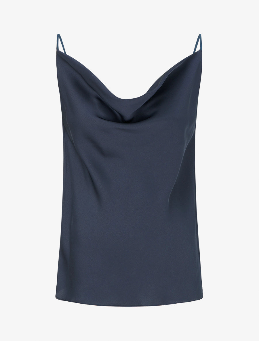 Caraco satiné à col bénitier - Marine - 1