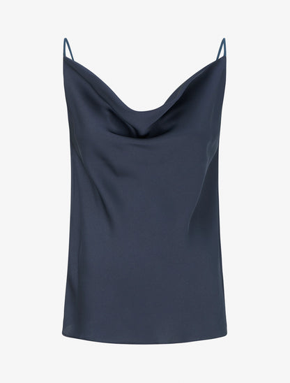 Caraco satiné à col bénitier - Marine - 1