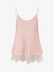 Caraco satiné à bords en dentelle - Rose - 1