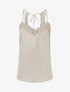 Caraco satiné à dentelle et liens - Beige clair - 1