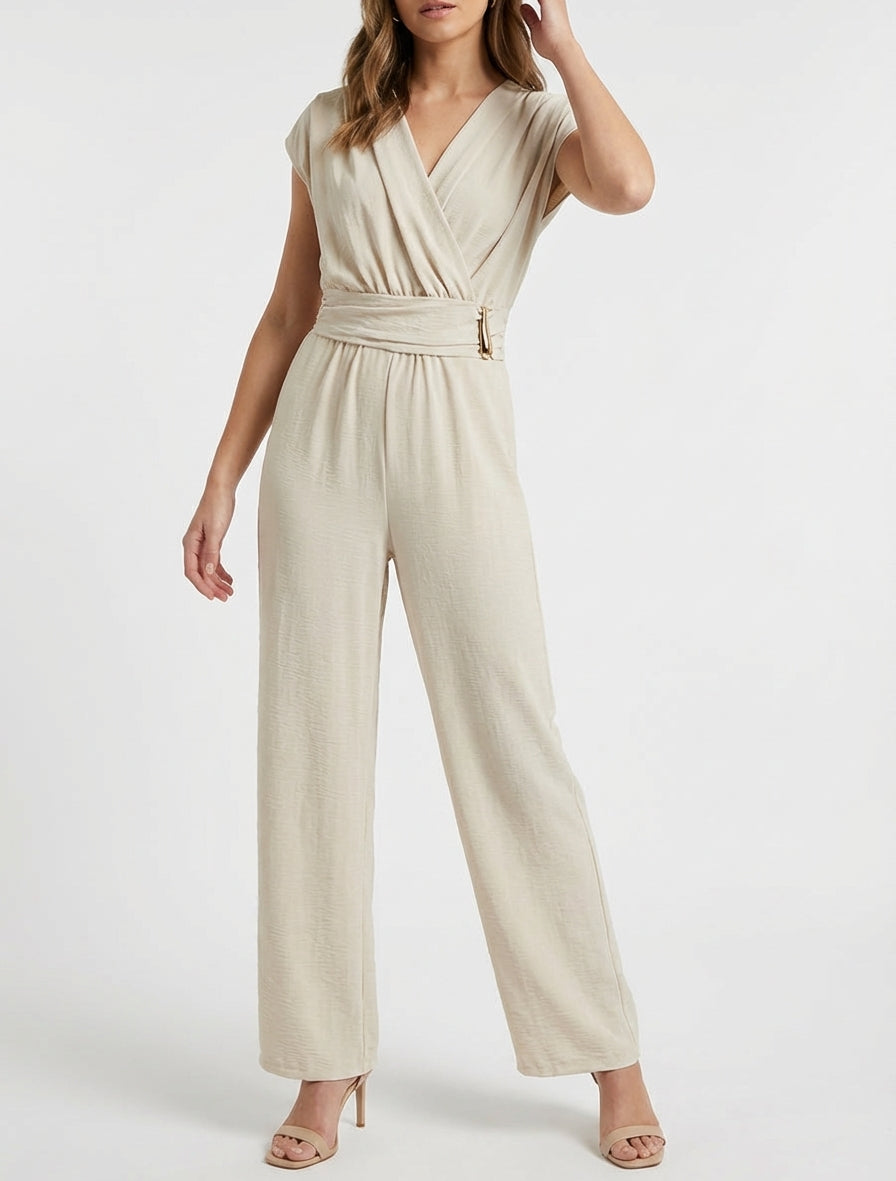 Combinaison ample sans manches à bijou - Beige