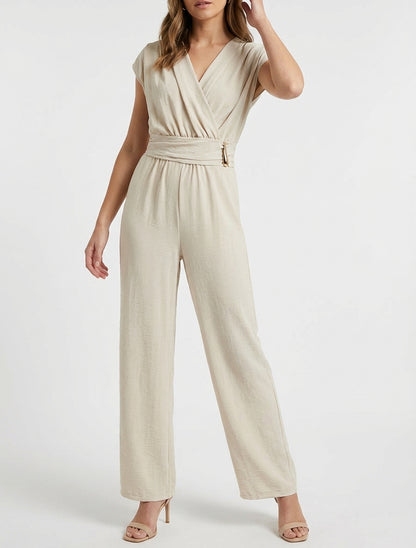 Combinaison ample sans manches à bijou - Beige