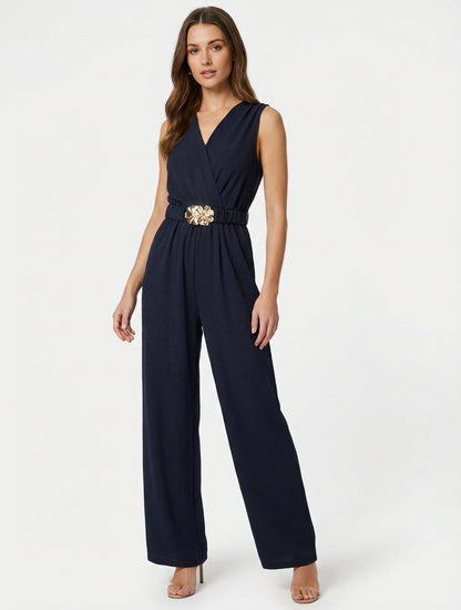 Combinaison sans manches à ceinture - Marine