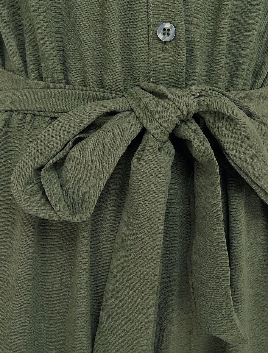 Combinaison boutonnée à épaules en dentelle - Kaki - 3