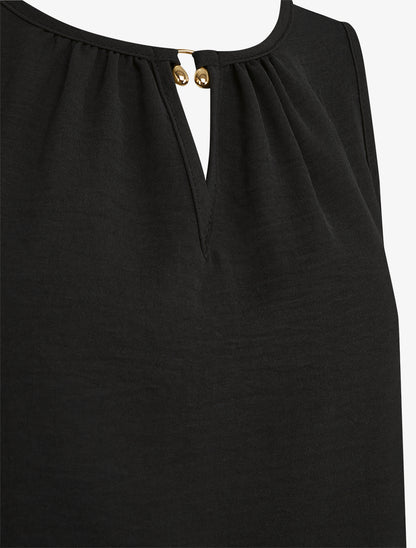 Top élastiqué à empiècement bijou - Noir - 3