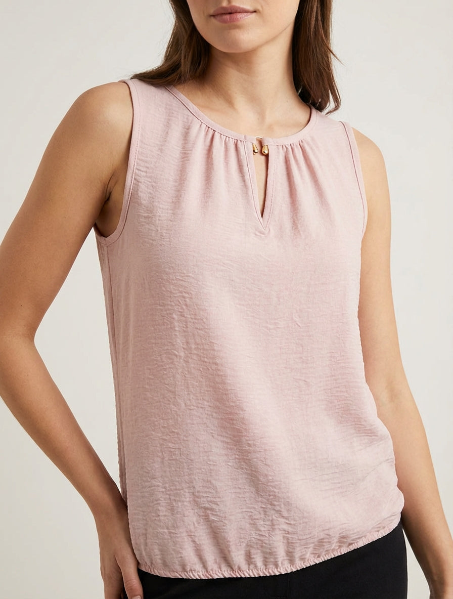Top fluide à empiècement bijou - Vieux rose