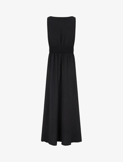 Robe longue évasée à bretelles perlées - Noir - 2