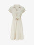 Robe fluide unie ceinturée - Beige - 1