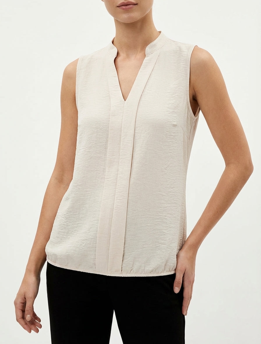 Top fluide coupe boule col V - Beige