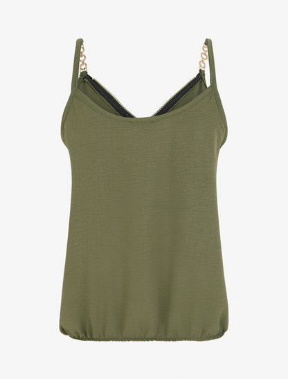 Caraco uni à col V zippé - Kaki - 2