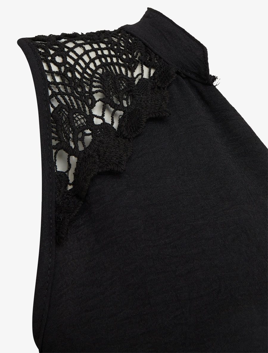 Top sans manches à détail brodé - Noir - 3