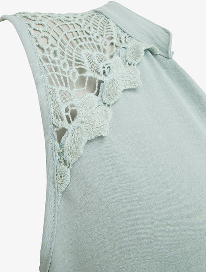 Top sans manches à détail brodé - Vert d&