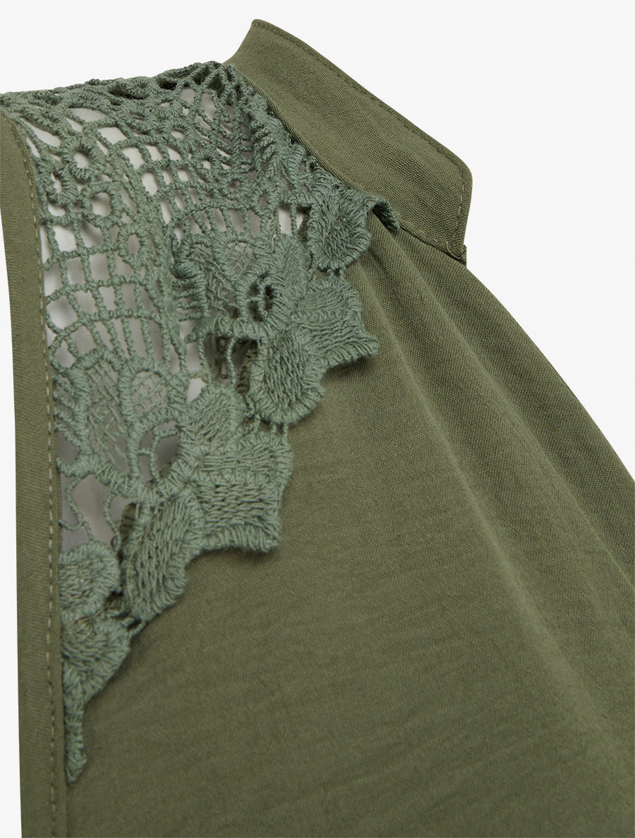 Top sans manches à détail brodé - Kaki - 3