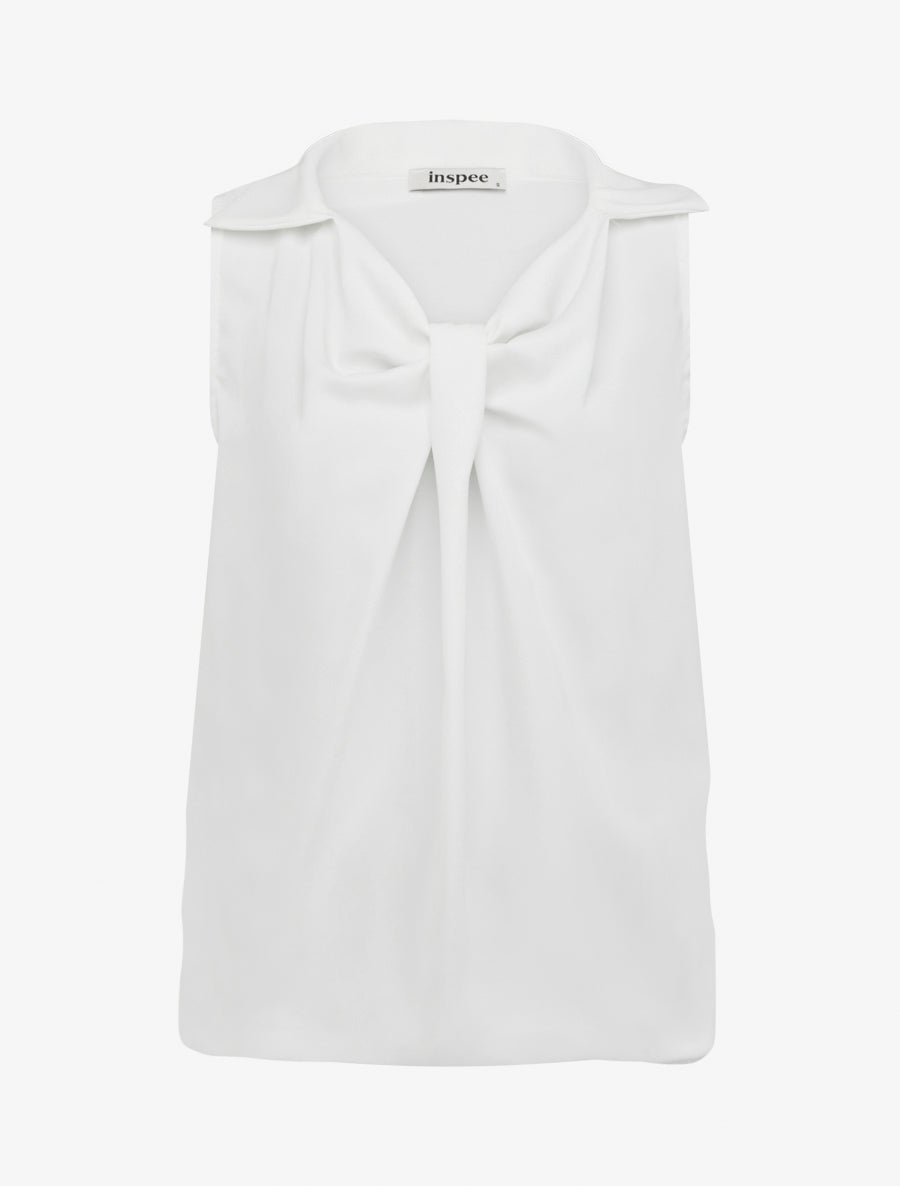 Top droit uni à col V - Blanc - 1